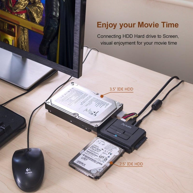 ALXUM محول SATA IDE إلى USB C مع الطاقة، محول SATA لقارئ القرص الصلب الخارجي 2.5/3.5 بوصة IDE - Image 4
